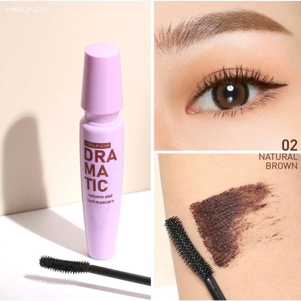 Mascara Meilinda Dramatic Volume &amp; Curl cho hàng mi cong dài cả ngày warterproof - Thái Lan