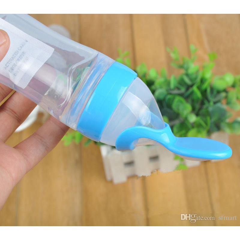 Bình thìa Silicon cho bé tập ăn dặm, Bình thìa ăn dặm silicon cho bé