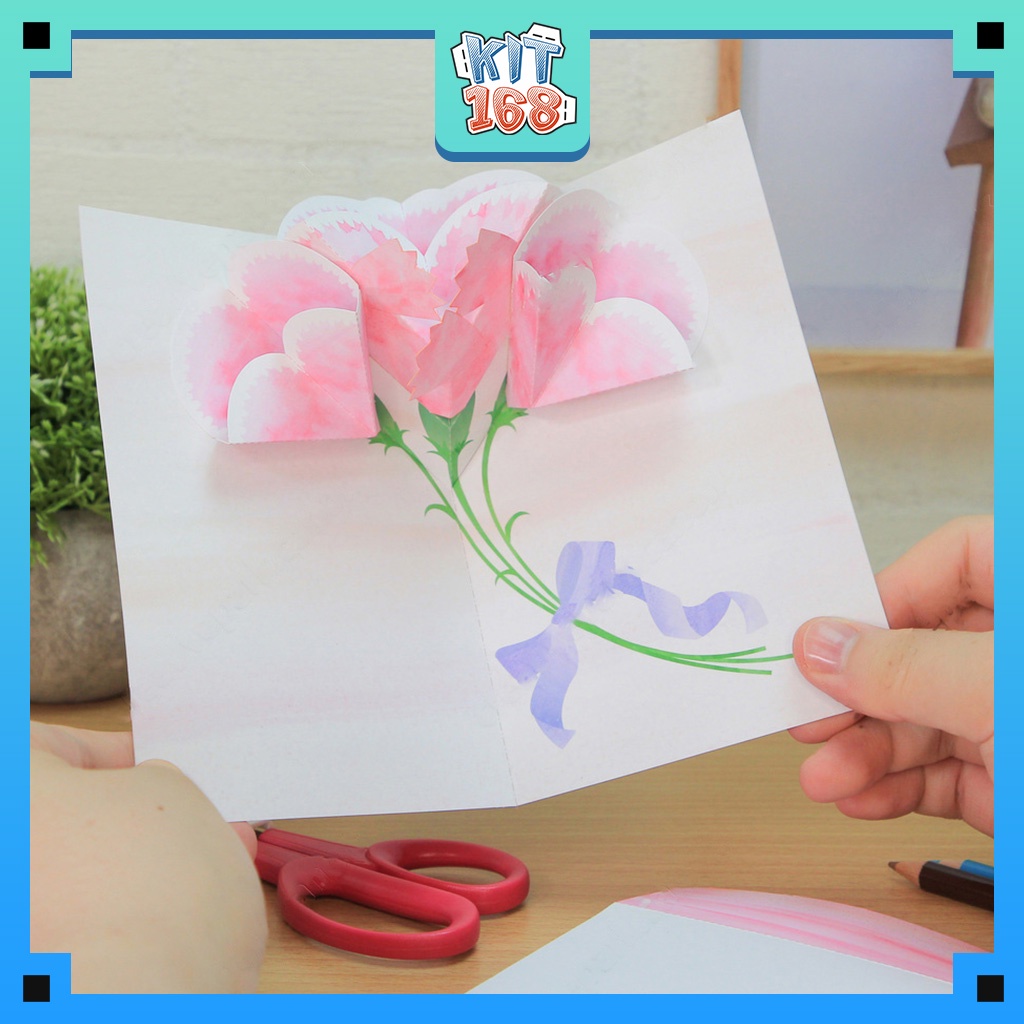 Mô hình giấy đồ vật đồ chơi Thiệp bông hoa 3D