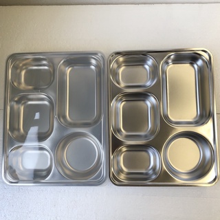 khay cơm 5 ngăn giá rẻ , khay inox 28 x 22 x 4 cm  , khay inox 5 ngăn sâu lòng , khay inox cao cấp