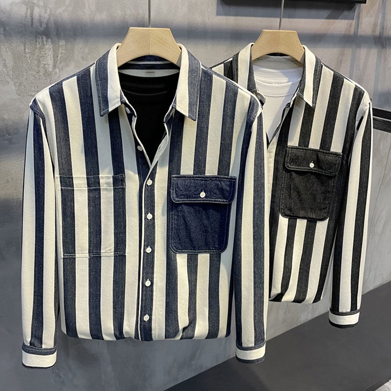 Áo Sơ Mi Nam Dài Tay Sọc Dọc Nhiều Màu Sắc Thời Trang