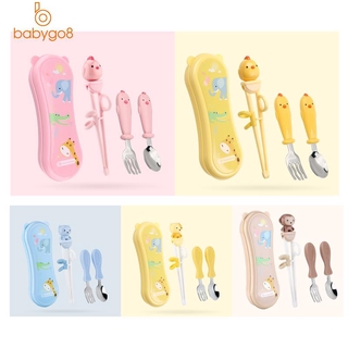 4Pcs/Set Kids Feeding Children Tableware Fork & Knife & Chopsticks Set