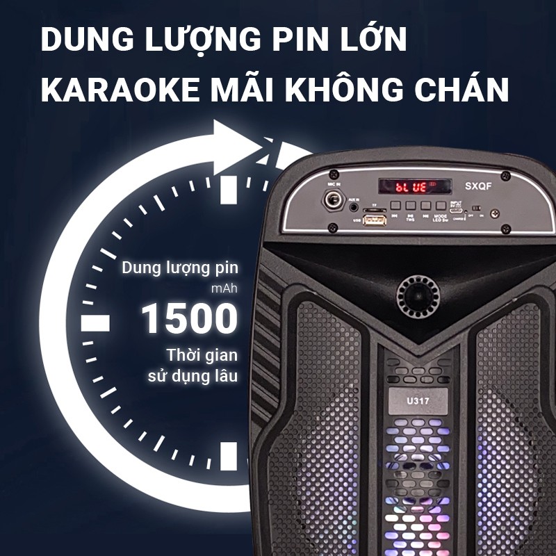 [TẶNG KÈM MIC KARAOKE] Loa bluetooth karaoke Cát Thái U317 âm thanh HIFI,công nghệ TWS kết nối 2 loa cùng lúc