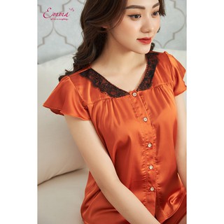 Bộ Mặc Nhà Lụa Emma Áo Ngắn Tay Cánh Tiên Lụa, Quần Short EHSLU.21.019.08