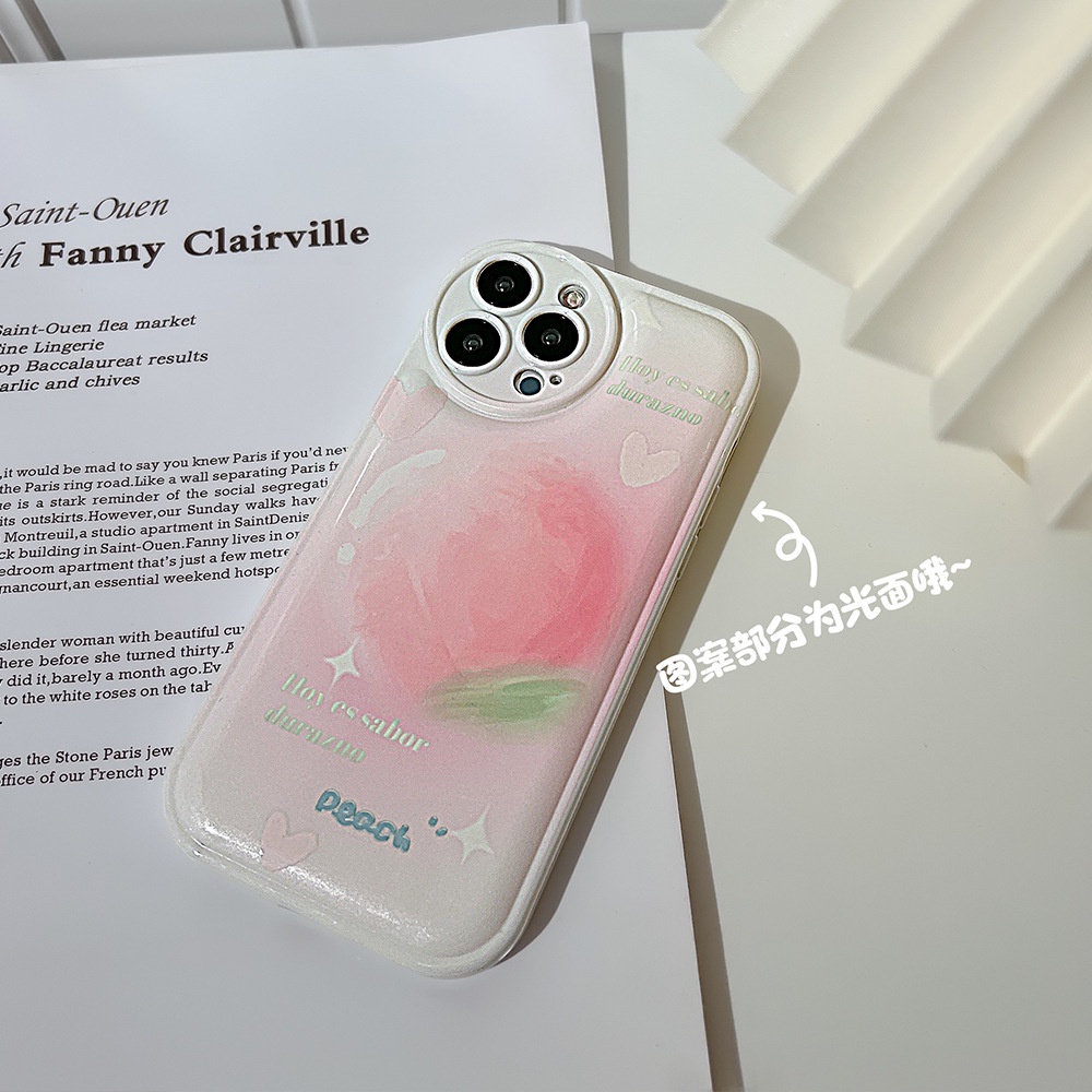 Ốp Điện Thoại tpu Dẻo Họa Tiết Trái Đào Hồng Dễ Thương Cho iphone 11 12 13 pro max mini XR XS 7 8 plus