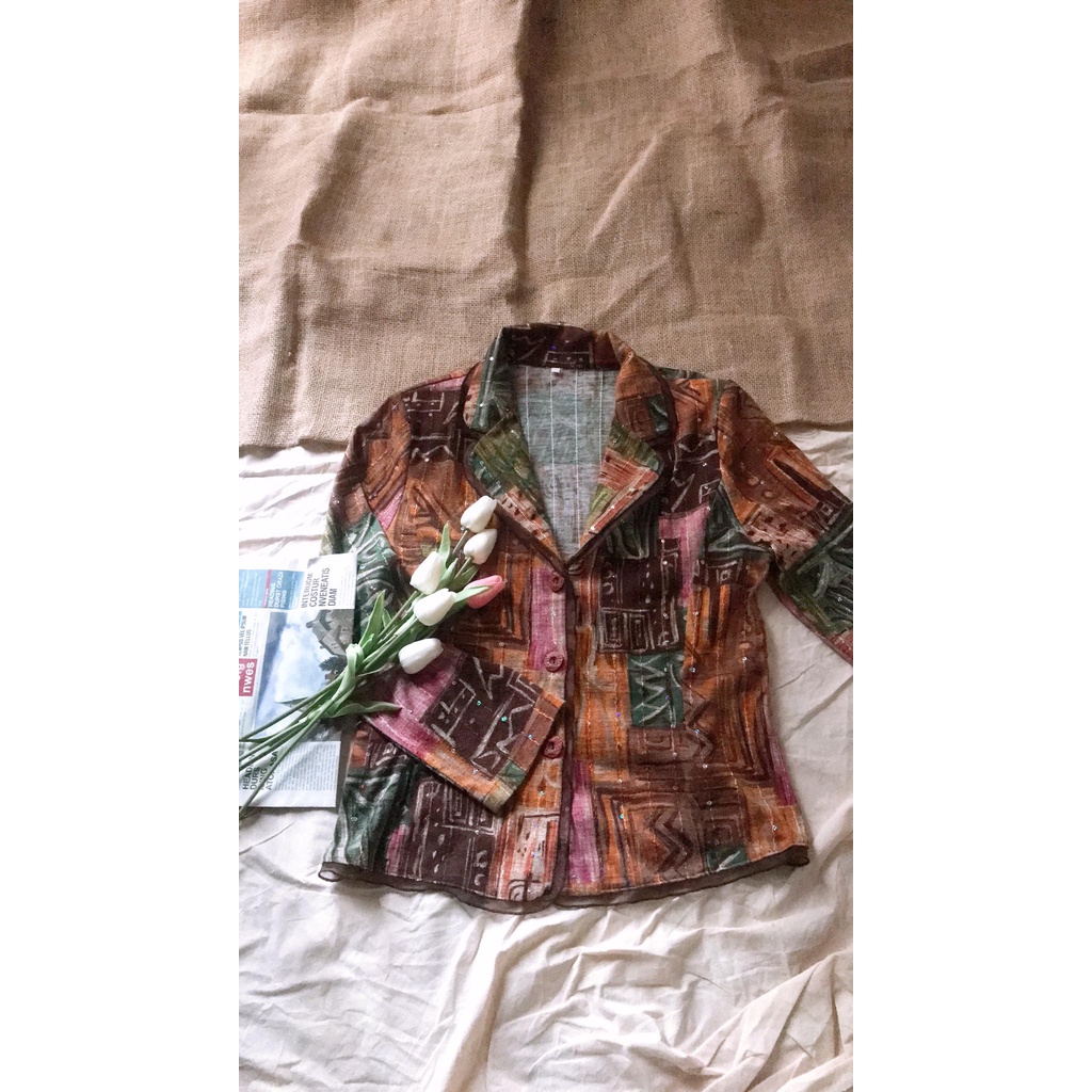 Áo vest họa tiết Vintage Hàn 2hand giá rẻ
