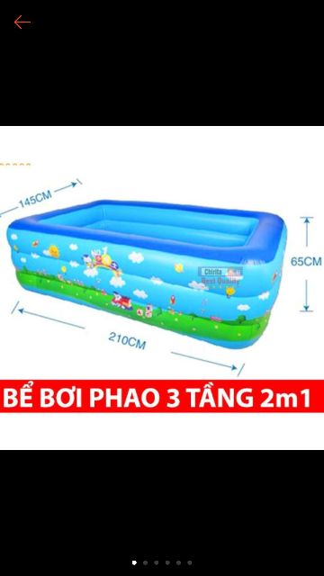 Bể bơi 3 tầng 2m1 gia đình size lớn đáy chống trượt kèm bộ vá bể.