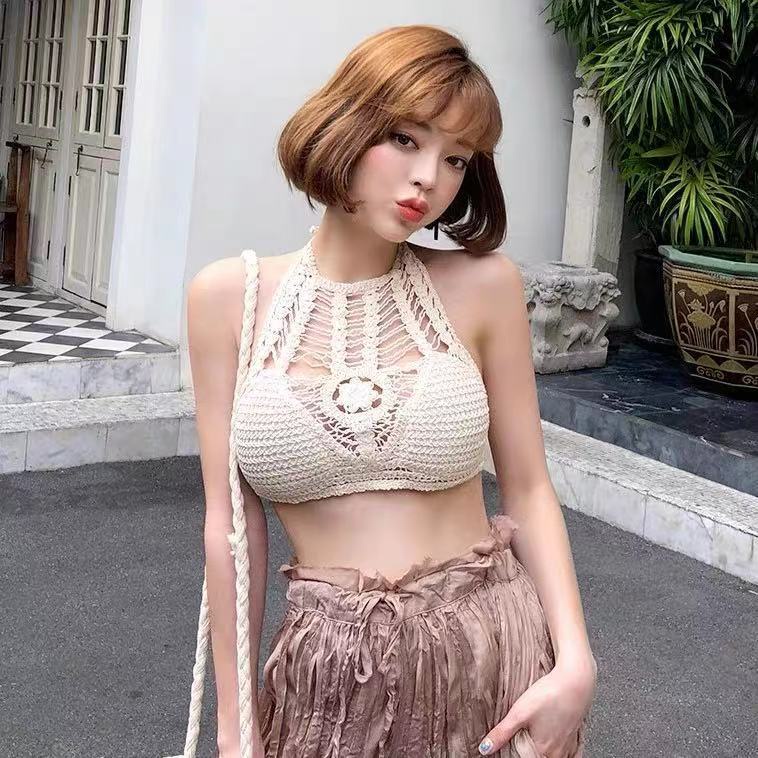 áo bikini bra yếm đan móc dệt kim xinh xắn sexy
