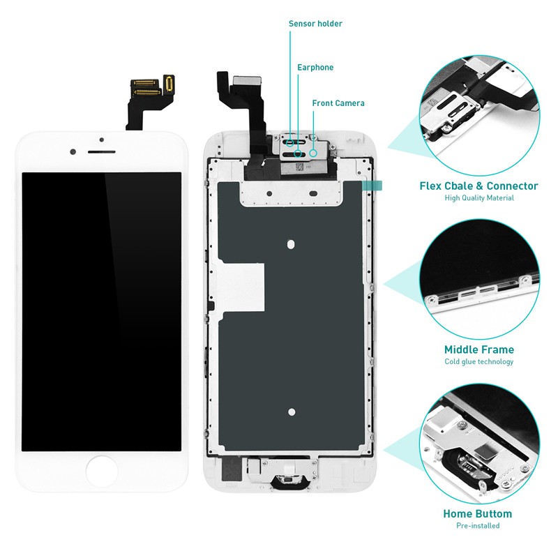 Dành Cho iPhone 6S 7 8 Màn Hình Hiển Thị Màn Hình Cảm Ứng Hoàn Chỉnh Màn Hình LCD Hội Nút Home Camera Trước AAA+++