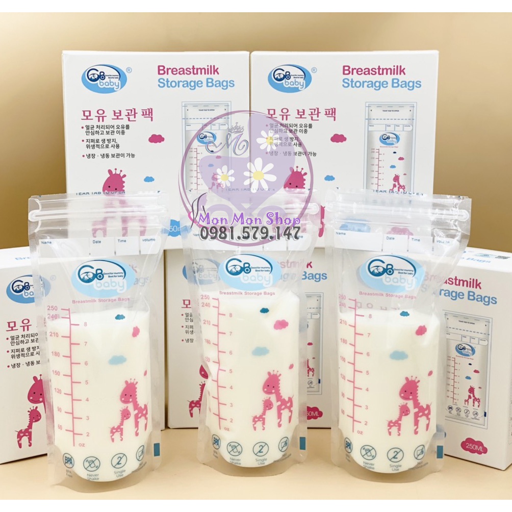 Có tem QR chống hàng giả Túi trữ sữa mẹ GB Baby Hàn Quốc 250ml