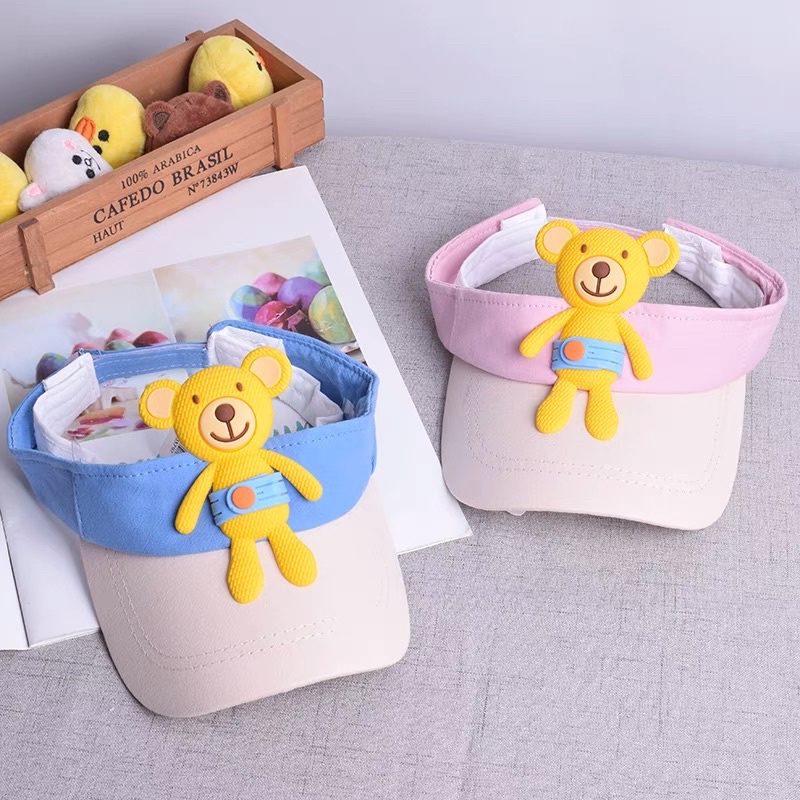 Mũ lưỡi trai hở chóp cho bé trai bé gái hoạ tiết thêu gấu , phù hợp 6 tháng - 4 tuổi