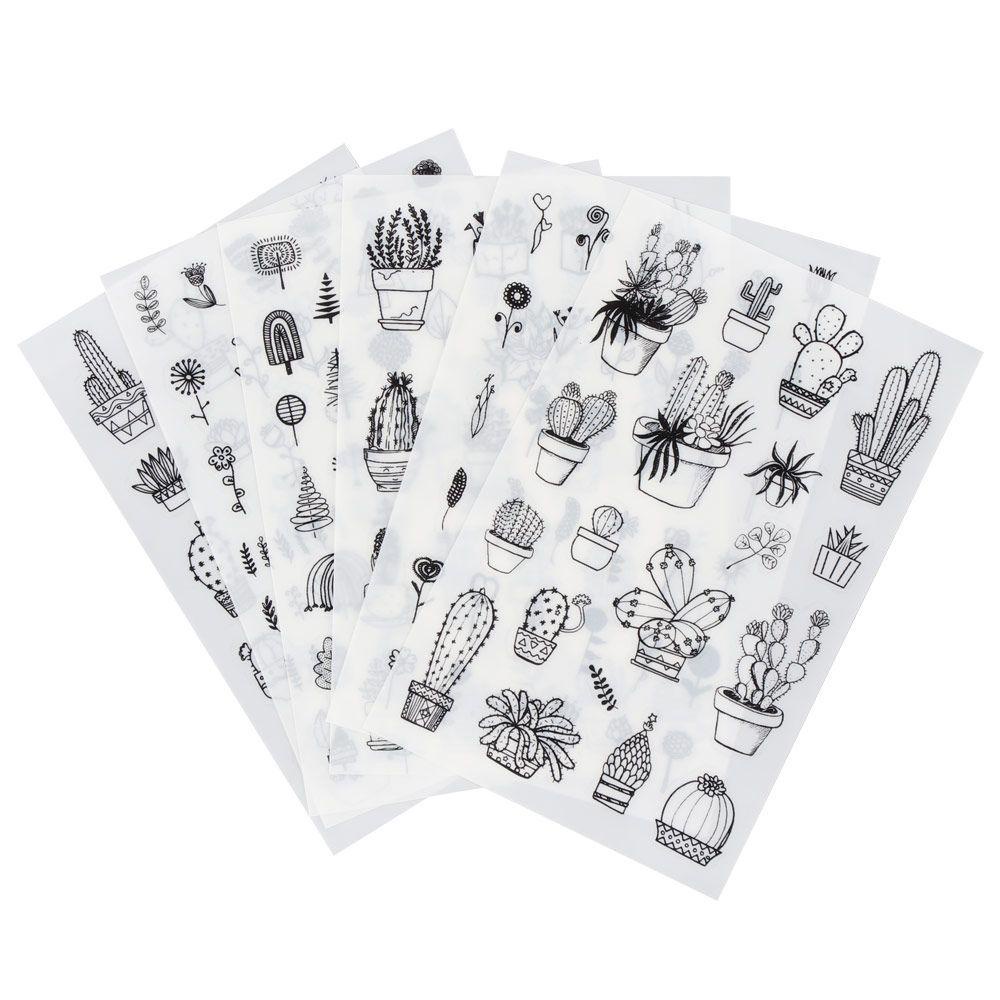 PISTA Set 6 Nhãn Dán Hình Cây Xương Rồng