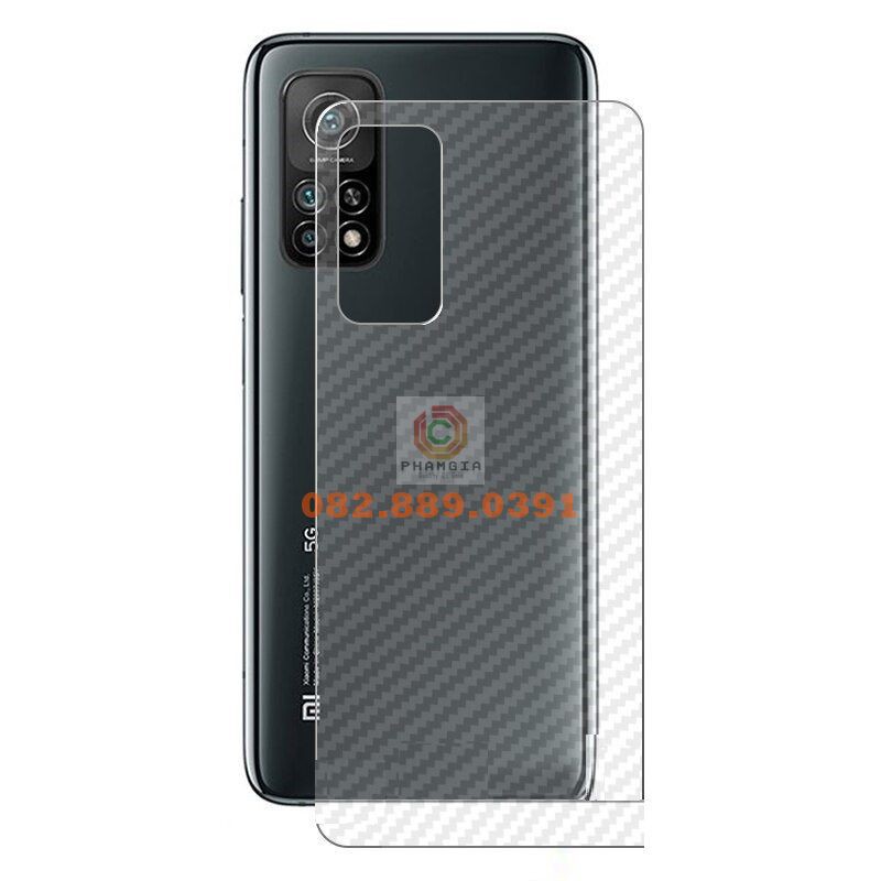 Miếng dán mặt lưng skin carbon Xiaomi Mi 10T Pro