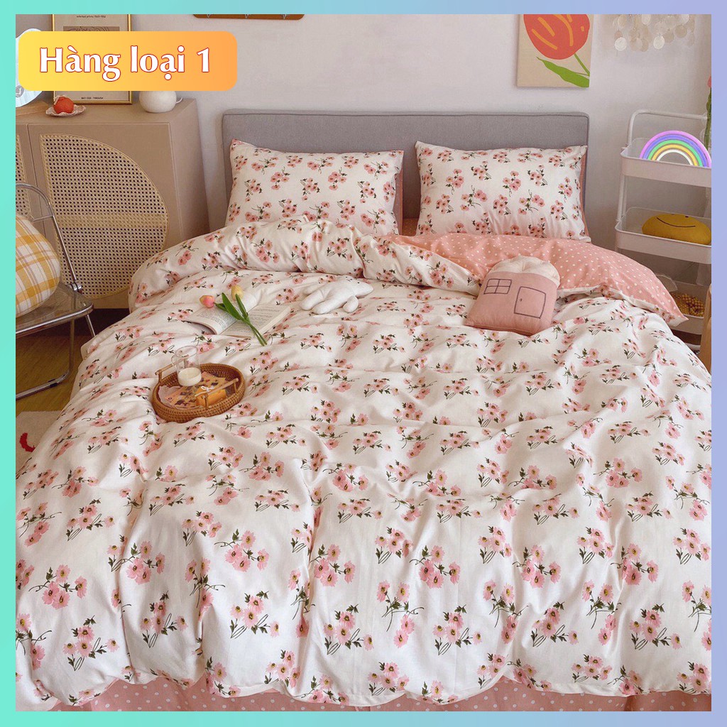 Bộ chăn ga + 2 vỏ gối cotton 100% siêu thoáng hàng loại 1 đốn tim các chị em