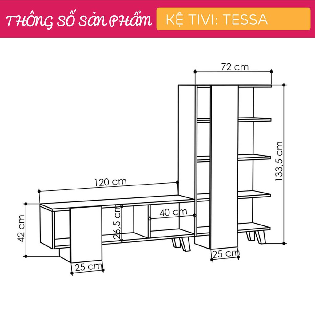 Kệ tivi gỗ hiện đại SMLIFE Tessa