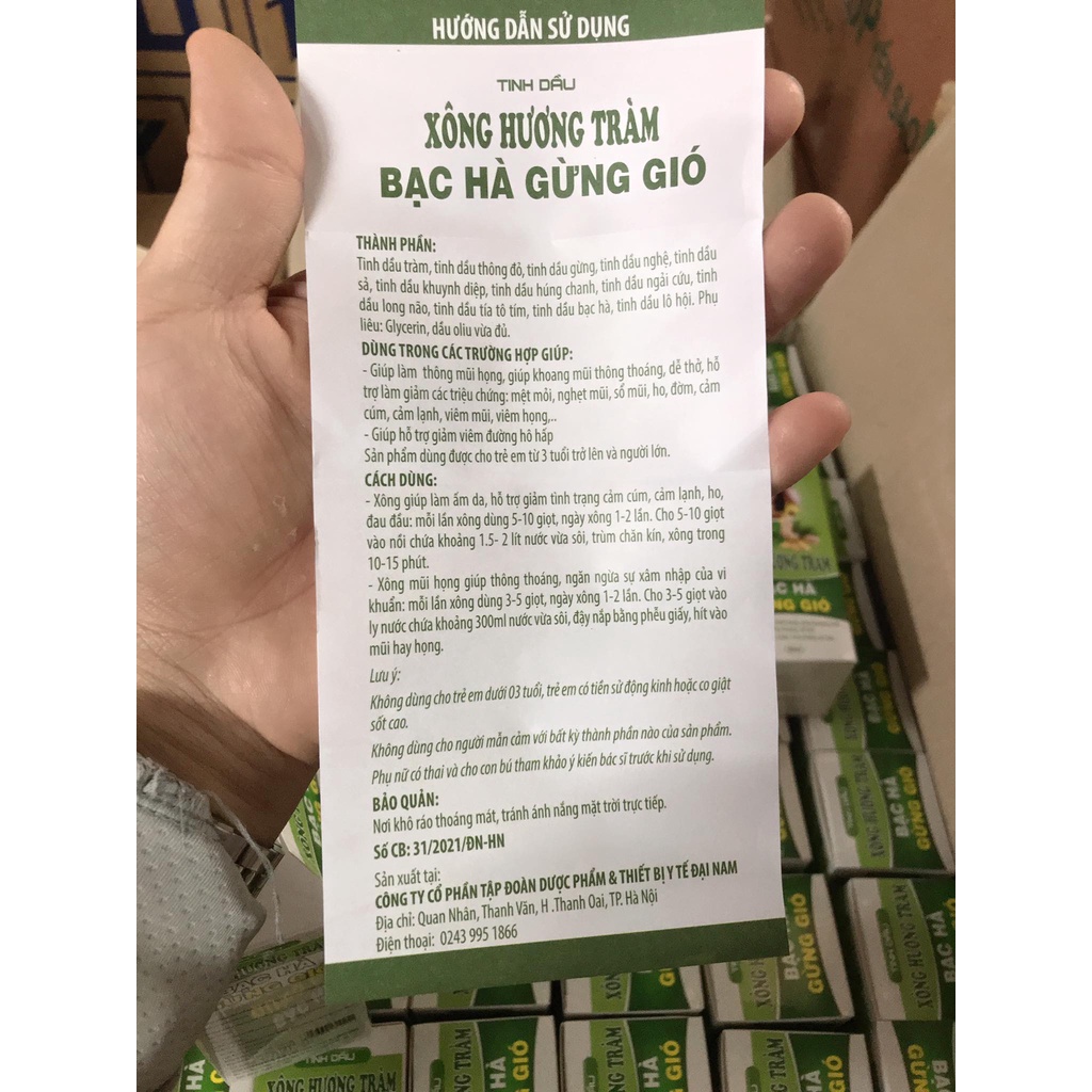 Tinh dầu xông hương tràm, bạc hà, gừng gió ( hộp 30ml )