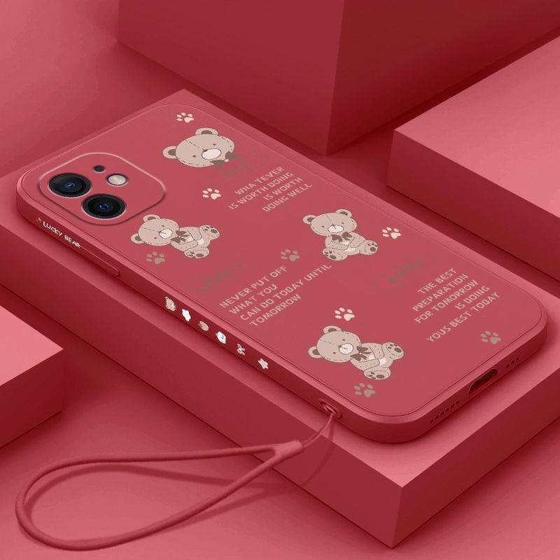 Ốp điện thoại QIANZI họa tiết gấu thích hợp cho iPhone 13 13 pro 13 pro max 14 14 pro 14 plus 14 pro max