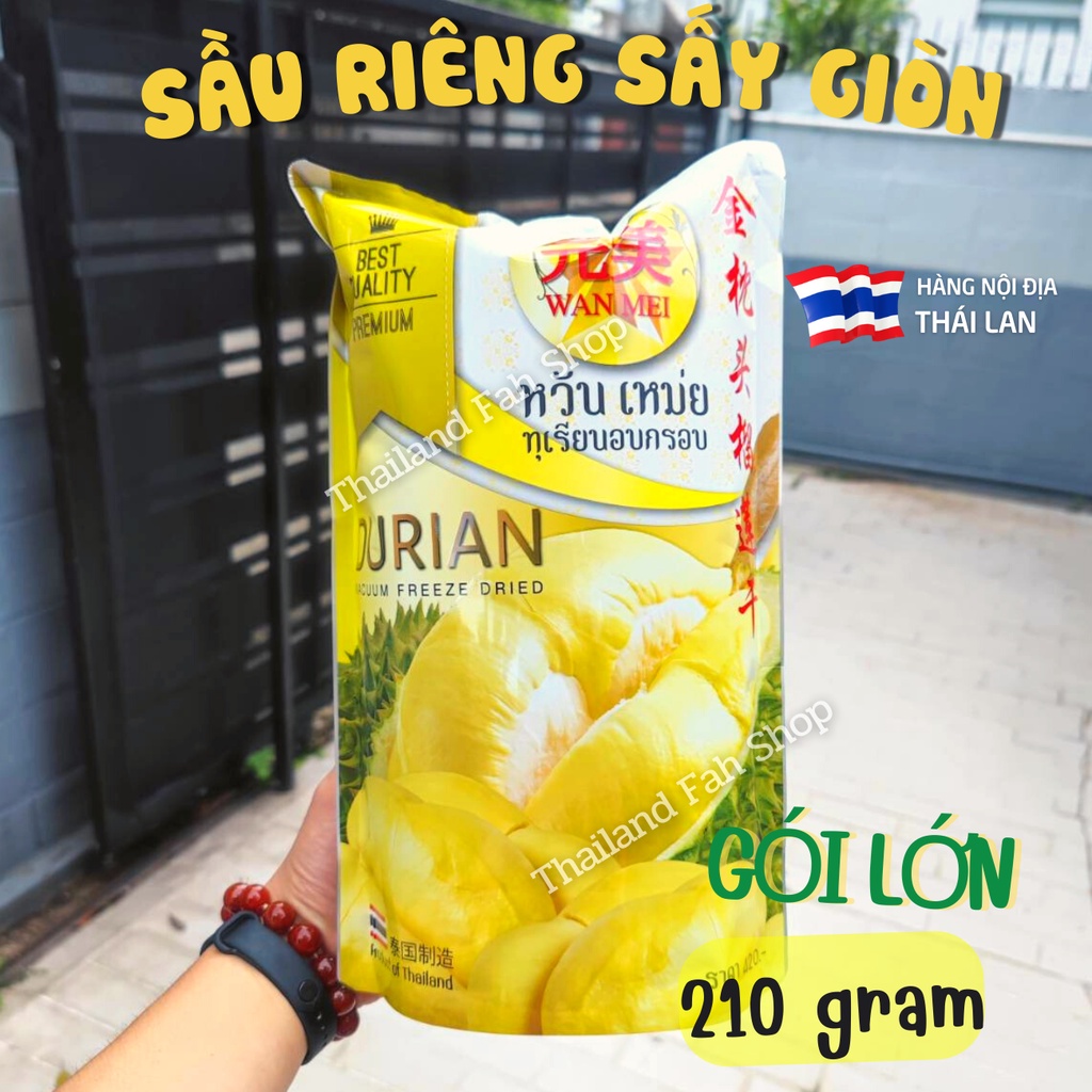 🔥🔥Giá rẻ nhất, sầu riêng Mon Thong sấy giòn-loại xuất khẩu-nhãn hiệu Wan Mei, gói to 210g (lô mới, sản xuất 2023)