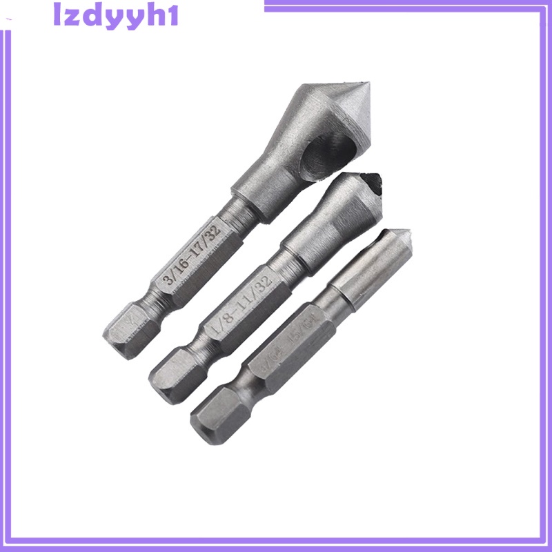 JoyDIY  3pcs Hex Blade Countersink Power Drill Bit Chamfer Oblique Hole Deburring