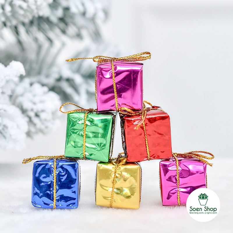 |FREESHIP| Phụ kiện HỘP QUÀ trang trí Noel, Giáng sinh- Phụ kiện trang trí cây xanh để bàn làm việc, mô hình tiểu cảnh
