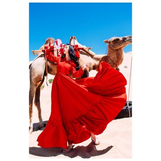 Đầm đỏ boho maxi - phong cách bohemain - hàng cao cấp -
