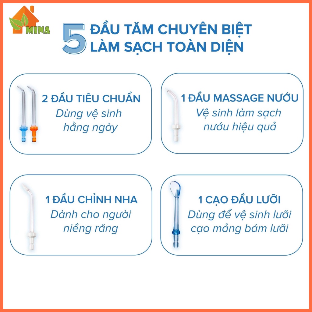 Máy Tăm Nước. Tăm Nước H2ofloss. HF06 New. BH Đổi Mới 12 Tháng. Tặng Kèm Túi Và 5 Đầu Tăm. 5 Chế Độ. Bình Nước 300 ml