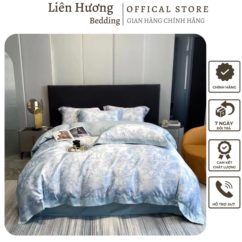 Bộ chăn ga gối phi lụa nhập khẩu-Chất phi lụa tencell mềm mát sang trọng phiên bản mới, miễn phí may chun