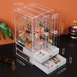 ●┅₪Hộp đựng bông tai acrylic trong suốt đồ trang sức chống bụi Bệ Vòng cổ Hoàn thiện Đế trưng bày bằng nhựa