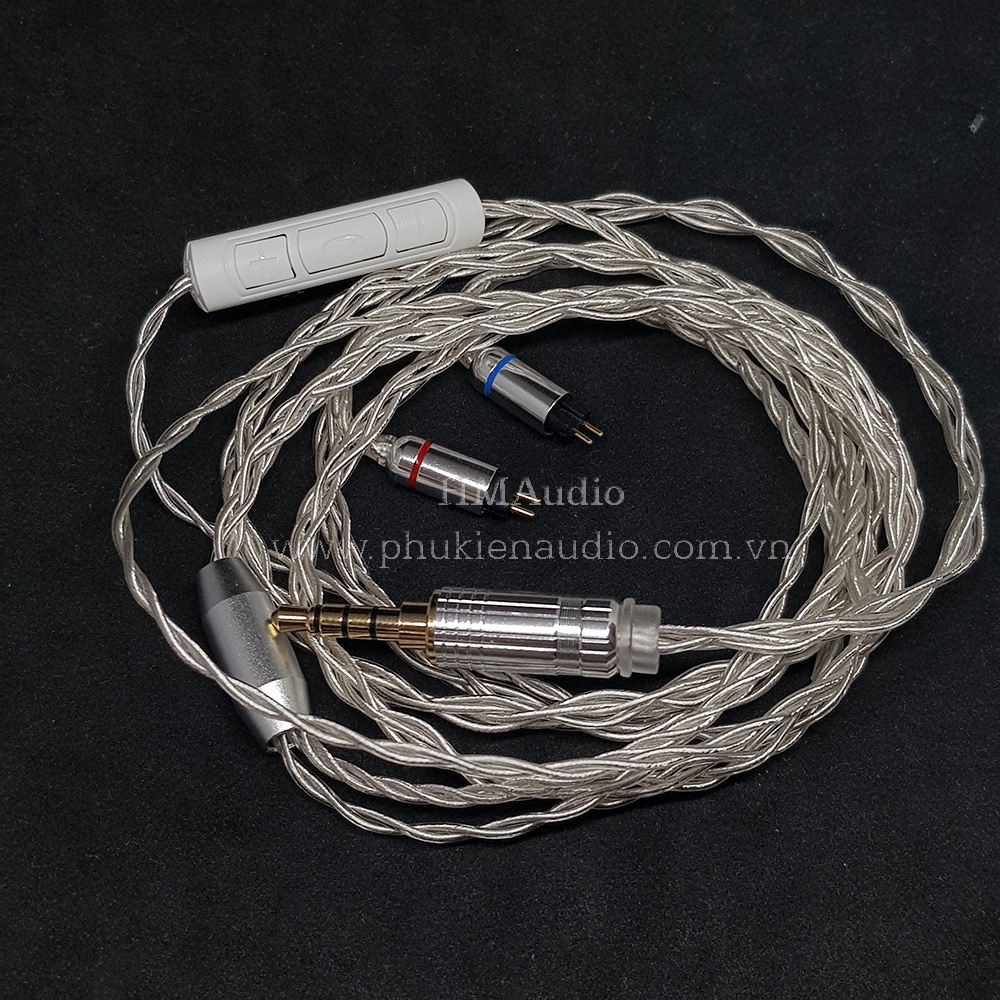 Dây tai nghe đồng mạ bạc OFC 1.0mm tết 4  - Connetor MMCX/ 2pin 0.78mm/ A2DC/ IM01/02/03/50/70