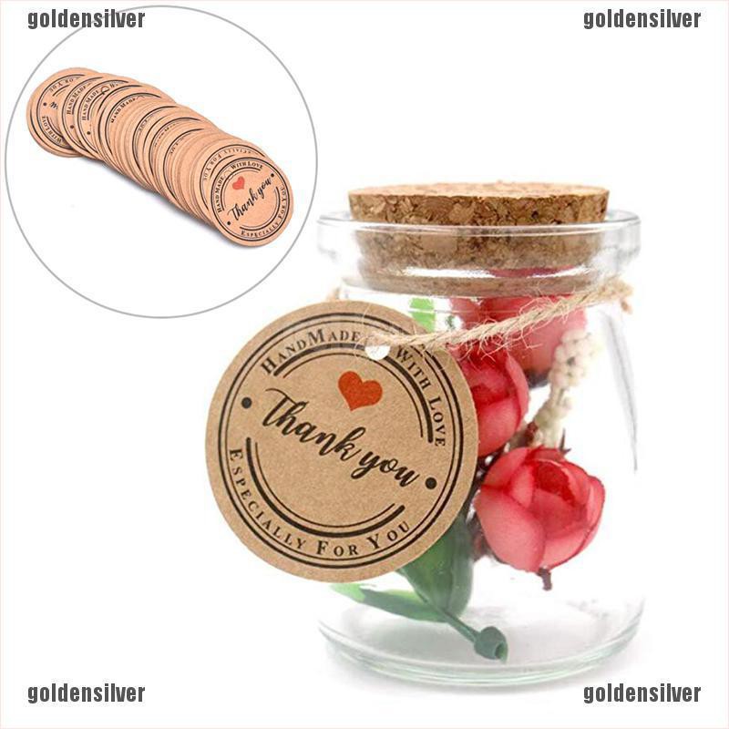 Set 100 Thẻ Giấy Kraft In Chữ Thank You Dùng Để Trang Trí Gói Quà Cưới