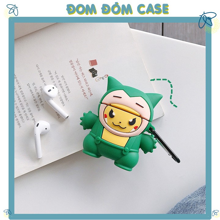 Case Airpods Snorlax Pikachu , Vỏ bao Airpods 1 2 silicon đựng tai nghe bluetooth , tai nghe không dây