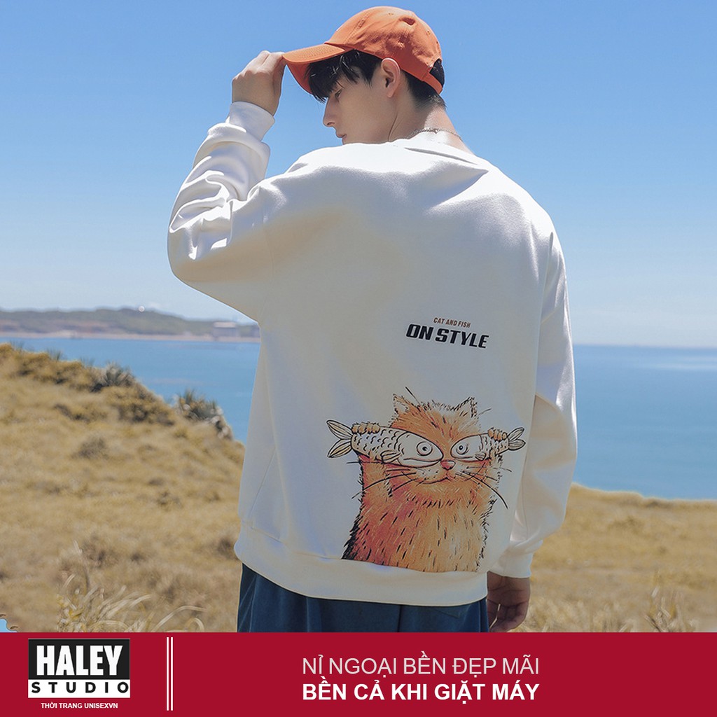 Áo Sweater Cat and Fish OnStyle Unisex phong cách Hàn Quốc cá tính, Chất Nỉ Dày Dặn Ấm Áp mã HD102 - Tặng vòng xinh | BigBuy360 - bigbuy360.vn