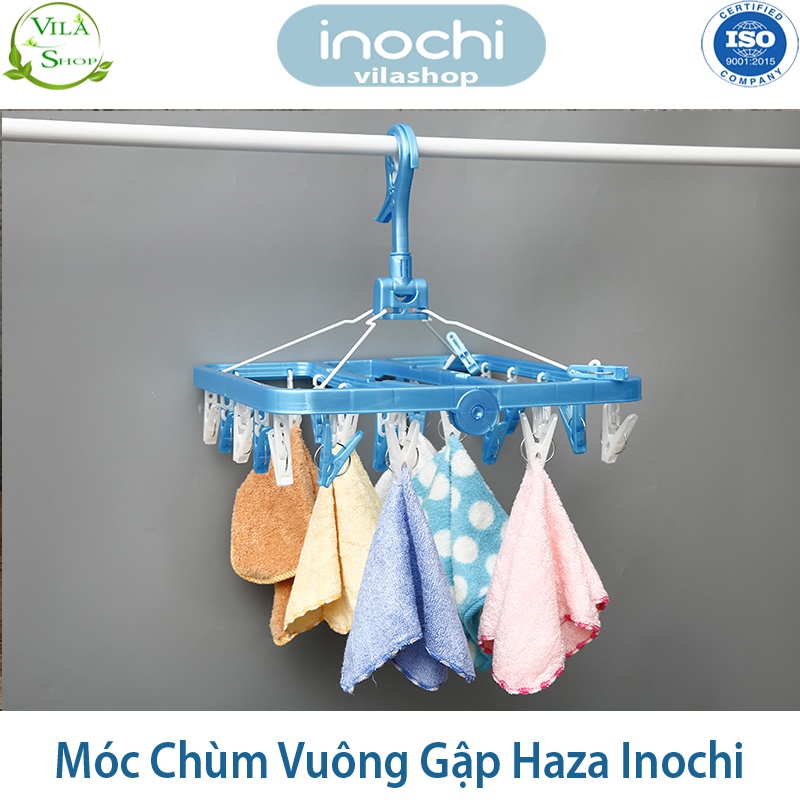 Móc Chùm Phơi Quần Áo, Móc Chùm Vuông Gập Haza, Móc Quần Áo Trẻ Em Nhựa Cao Cấp Inochi