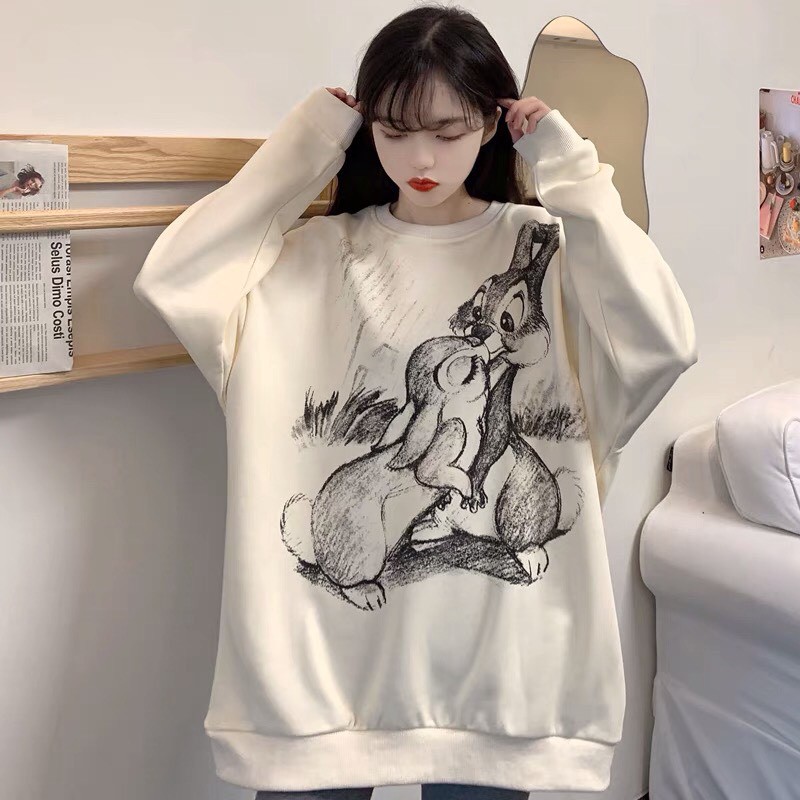 Áo sweater nữ hàn quốc nỉ cổ tròn form rộng dài tay đẹp giá rẻ g041 | BigBuy360 - bigbuy360.vn