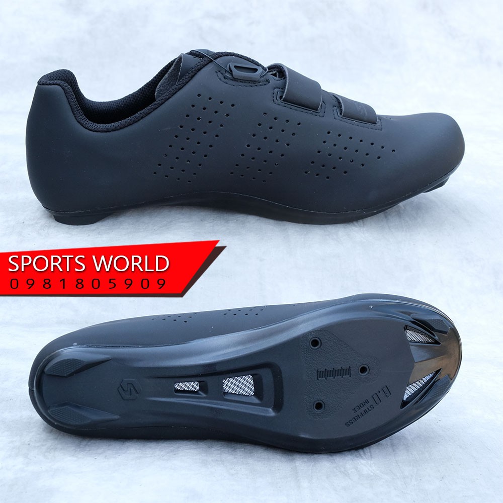 Giày can đạp xe dòng Road 1 khóa vặn 2 khóa dán, đế COMPOSITE - SD-023 SIDEBIKE màu đen