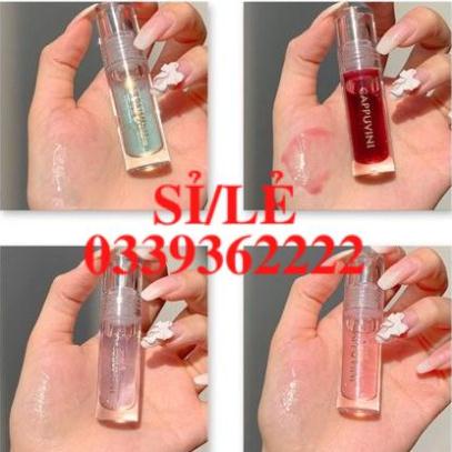 [ CHÍNH HÃNG ] Full set 3 cây son bóng nhũ Cappuvini Crystal Lipstick Sena Beauty  HAIANHSHOP