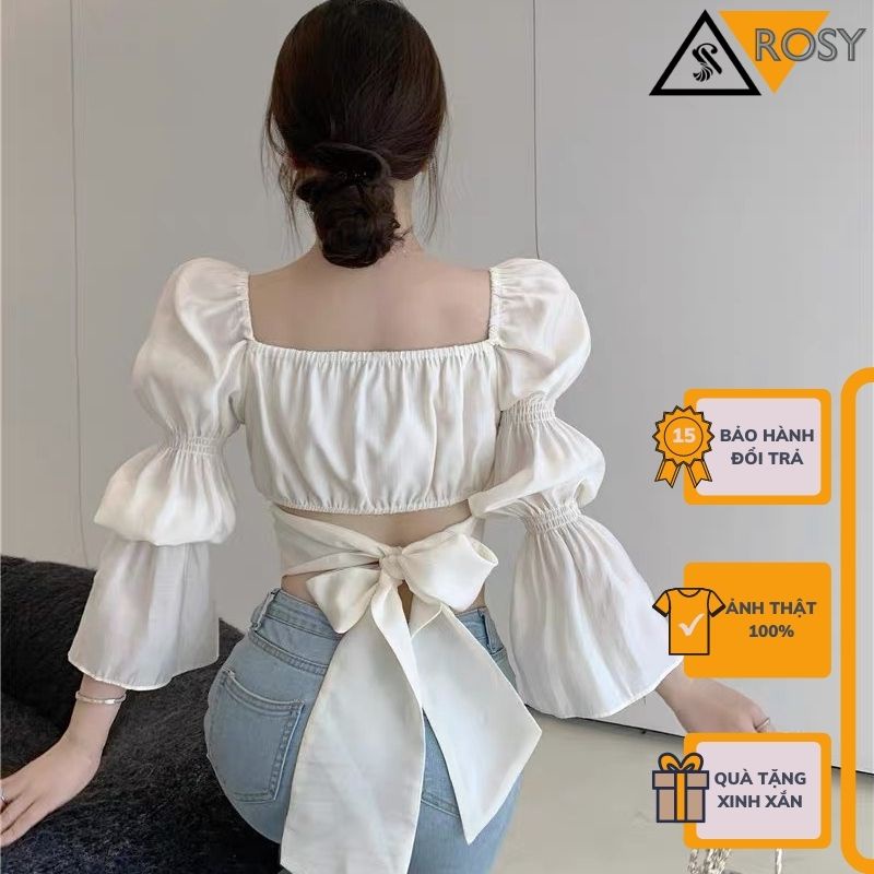 Áo nữ cổ vuông tay bánh bèo công chúa cho nữ siêu đáng yêu