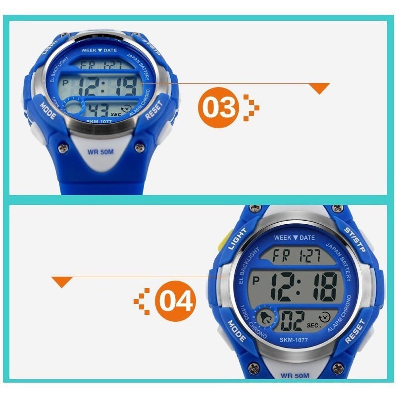 [FOR_KID] Đồng hồ thể thao trẻ em dây cao su Panda SKM 1077 (Xanh) | BigBuy360 - bigbuy360.vn