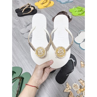 Dép kẹp nữ havaianas nhủ trắng kim tuyến chram