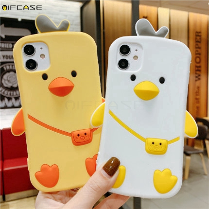 Ốp điện thoại TPU silicon mềm hình chú gà hoạt họa 3D đáng yêu cho iPhone 13 12 11 Pro XS Max XR X 7 8 6 6s Plus