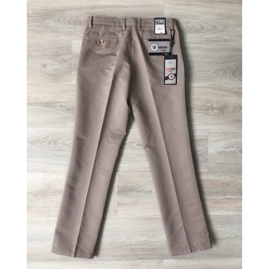 Quần kaki nam 0 ly Classic Vĩnh Tiến vải kẻ tăm 455 - D038, D039