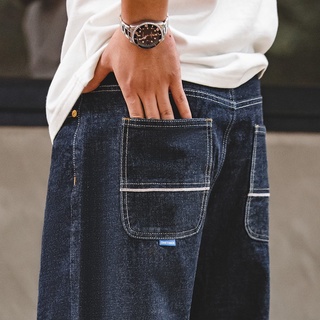 Madden Quần Yếm Jean Ống Rộng Dài Thẳng Màu Đỏ Giặt Phong Cách Retro Nhật Bản Chính Hãng Dành Cho Nam