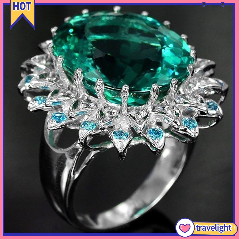 Nhẫn Đính Đá Zircon Hình Oval Kiểu Dáng Thanh Lịch