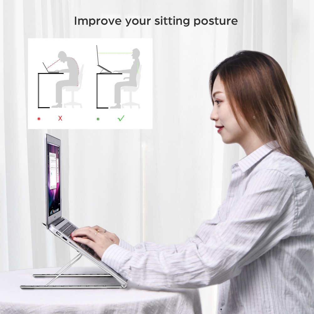 OATSBASF Giá Đỡ Laptop / Máy Tính Bảng Bằng Nhôm Có Thể Điều Chỉnh Chiều Cao