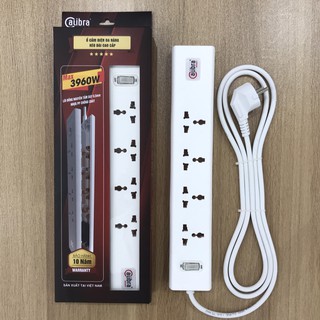 Ổ Cắm Điện CALIBRA 4 Ổ 1 Công Tắc 4000W CSU-4K1A – Trắng – Chính Hãng