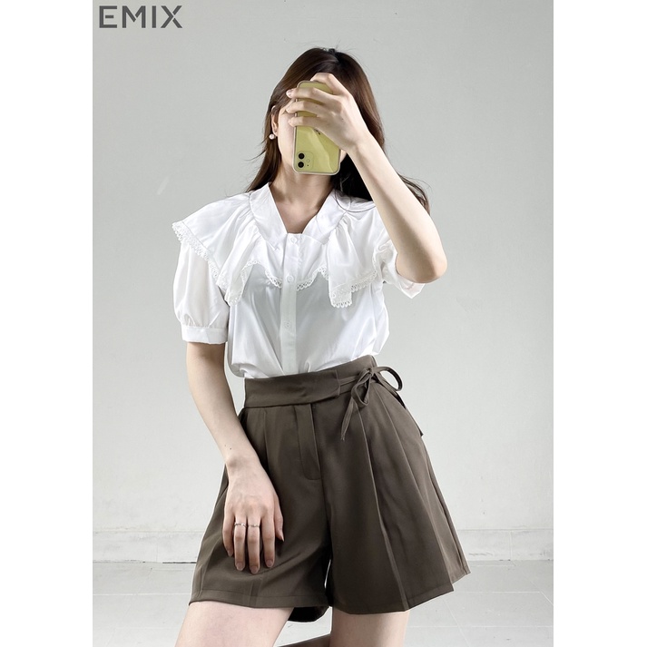 Quần đùi buộc dây lưng chun EMIX (3 màu), short, sooc, cúc khóa, buộc dây, form suông, chất ruby mã 701