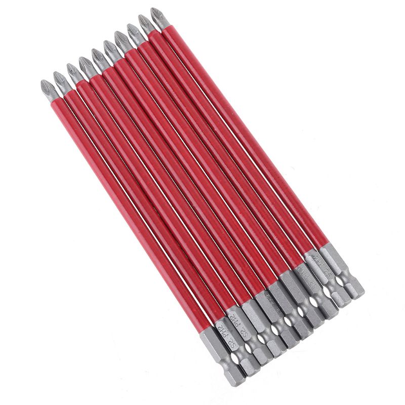 Bộ 10 Mũi Khoan PH2 150mm Dài Không Trơn 1 4 Hex