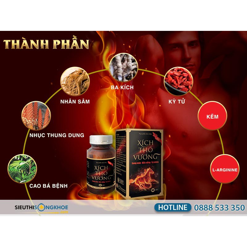 Viên uống bổ thận Xích Thố Vương - Giúp bổ thận, tráng dương, tăng cường sinh lực, hạn chế xuất tinh sớm, hỗ trợ sinh lý