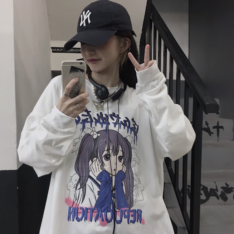 Áo thun tay dài form rộng IIEPLIOATICH NEKO.SG, Áo thun Streetwear Ulzzang SWT48