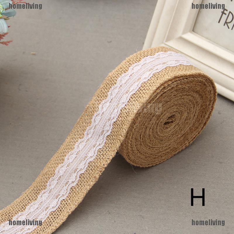 Cuộn Ruy Băng Vải Bố Phối Ren 2M Trang Trí Chai Rượu